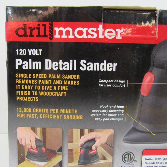 Dril Master Palm Detail Sander 120V Single Speed Item 62132 w/5 Pk of Pads - Picture 4 of 9